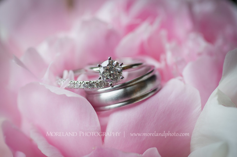 ring shot, atlanta wedding photographer, peonies, DIY wedding, pink and white, diamonds are a girls best friend, solitaire diamond ring, the bands
