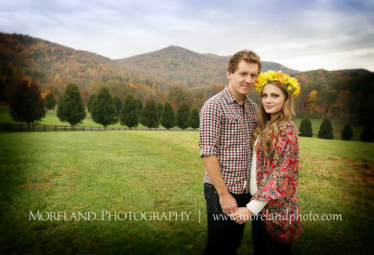 mountain engagement, atlanta wedding photography, blue ridge engagement, firefighters love, fireman engagement, horses, flowers in her hair, adam and eve, moreland photography, open fields, country engagement photography