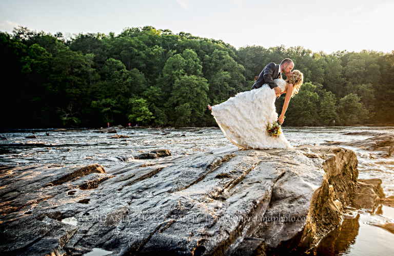 Chattahoochee River wedding, bride and groom, Mike Moreland, Moreland Photography, wedding photography, Atlanta wedding photography, detailed wedding photography, lifestyle wedding photography, Atlanta wedding photographer, kiss and dip, bridal portrait, unique wedding locations, destination weddings, unique wedding locations atlanta